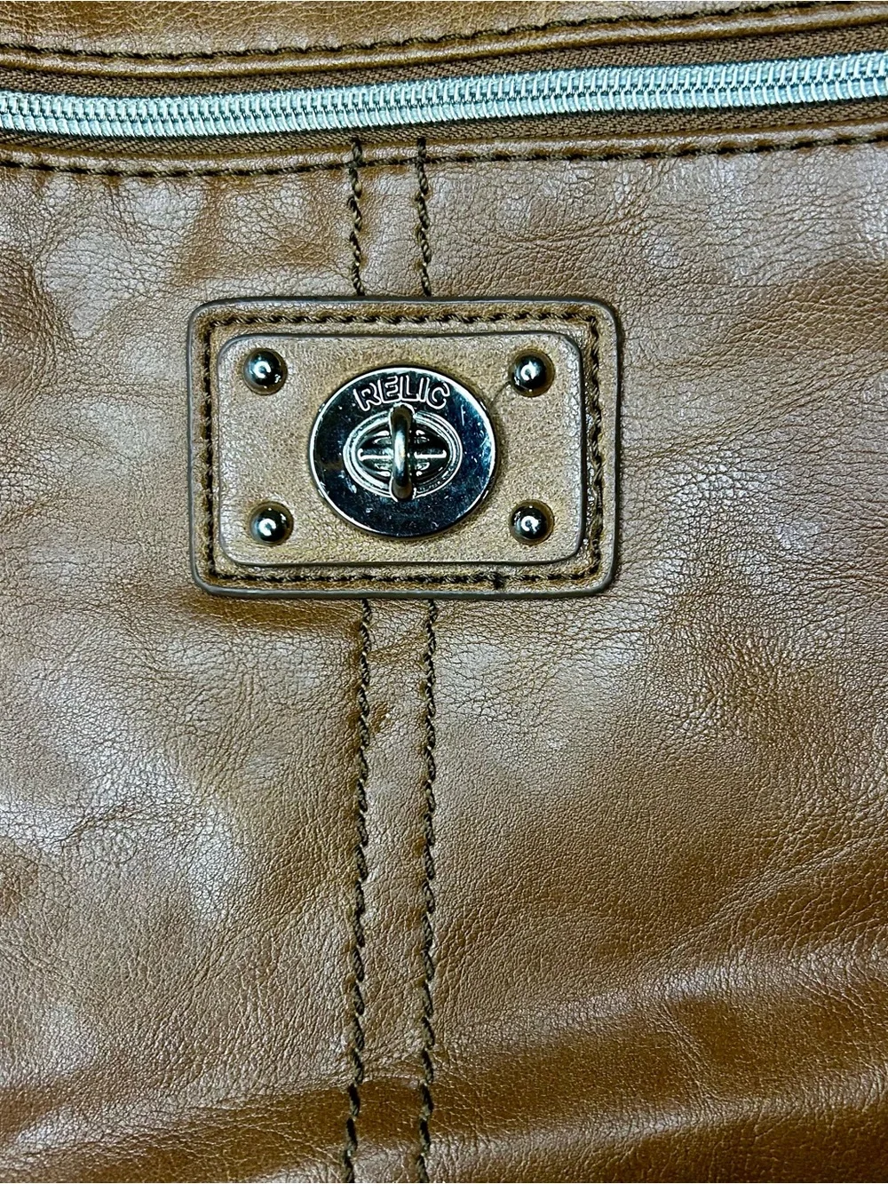 Relic Brown Shoulder Bag with Silver Hardware